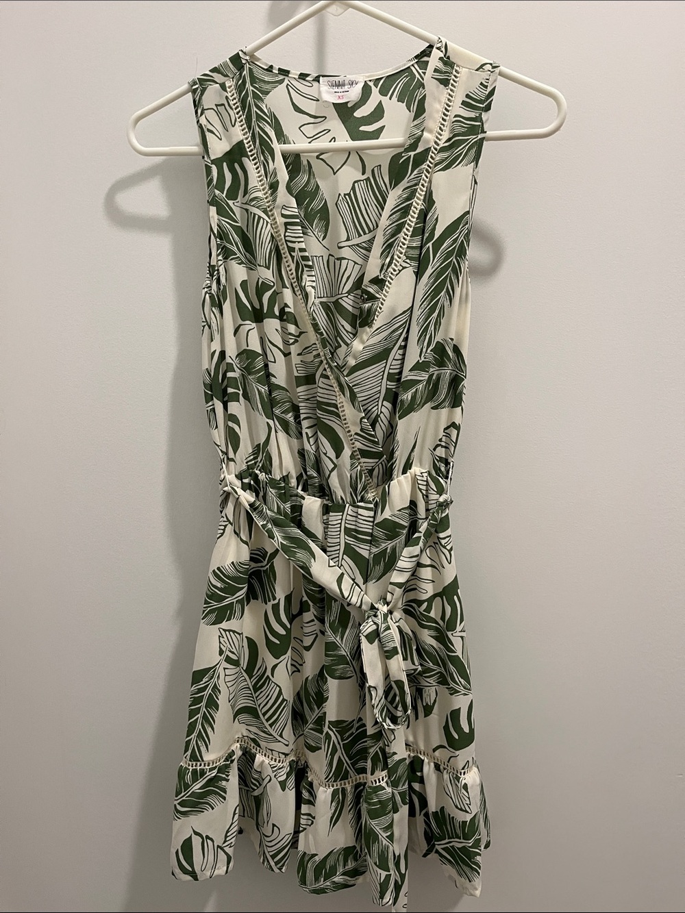 Tropical Leaf Print Dress - Green/White